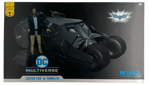 18F2CCE9-4BB1-4CEA-9D3B-5D6AC0850EA1 DC MULTIVERSE MCFARLANE TUMBLER BATMOBILE MOVIE WITH LUCIUS FOX ACTION FIGURE GOLD LABEL
