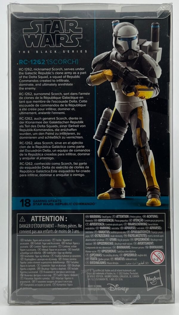 STAR WARS BLACK SERIES REPUBLIC COMMANDO RC-1262 SCORCH WITH PLASTIC CASE PROTECTOR