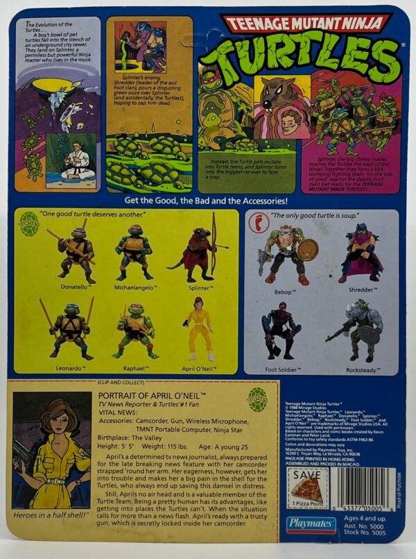 PLAYMATES TEENAGE MUTANT NINJA TURTLES APRIL O' NEAL action figure1988 UNPUNCHED tmnt