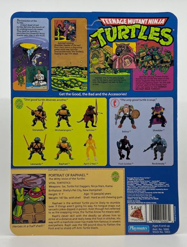 PLAYMATES TEENAGE MUTANT NINJA TURTLES 1988 RAPHAEL UNPUNCHED ACTION FIGURE TMNT