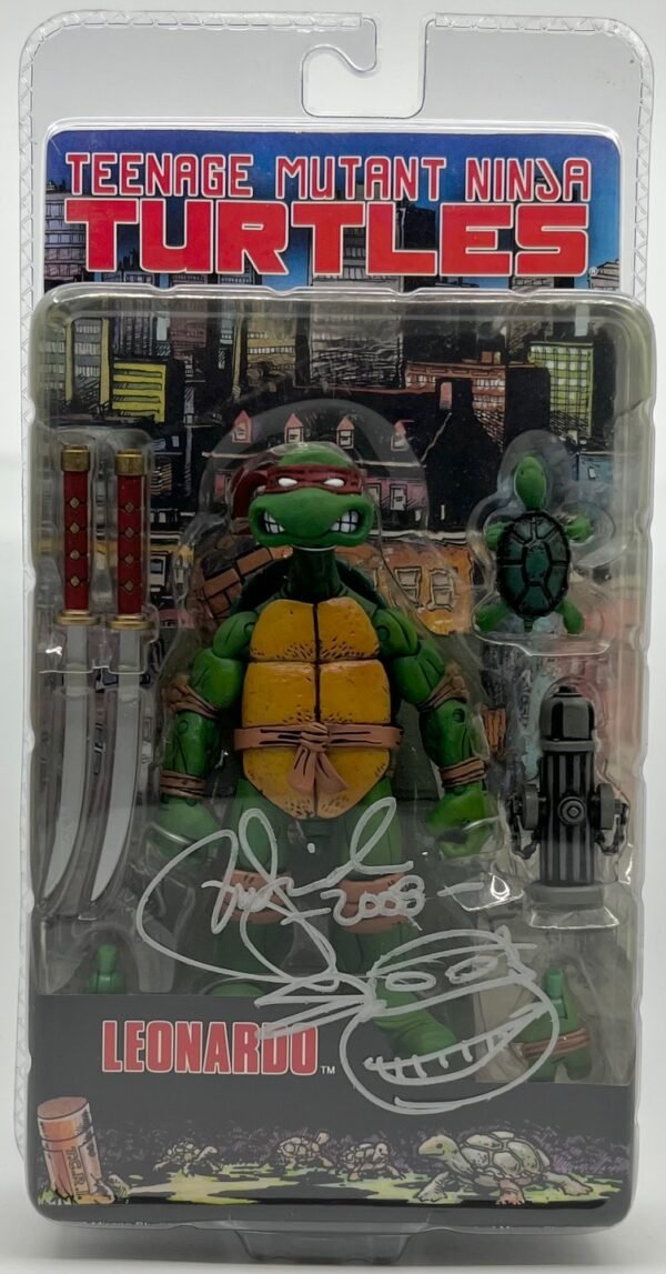 NECA TEENAGE MUTANT NINJA TURTLES LEONARDO 2008 PETER LAIRD SIGNED TMNT