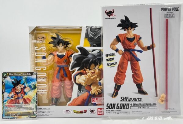 BANDAI FIGUARTS DRAGON BALL SON GOKU A SAIYAN RAISED ON EARTH,POWER,POLE AND CARD