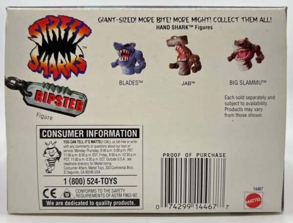MATTEL STREET SHARKS RIPSTER METALLIC VARIANT ACTION FIGURE 1994 READY FOR AFA