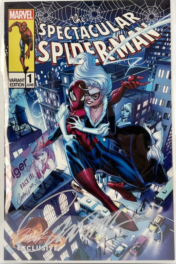 PETER PARKER THE SPECTACULAR SPIDER MAN 2017 3 SET BY J SCOTT CAMPBELL SIGNED WITH COA