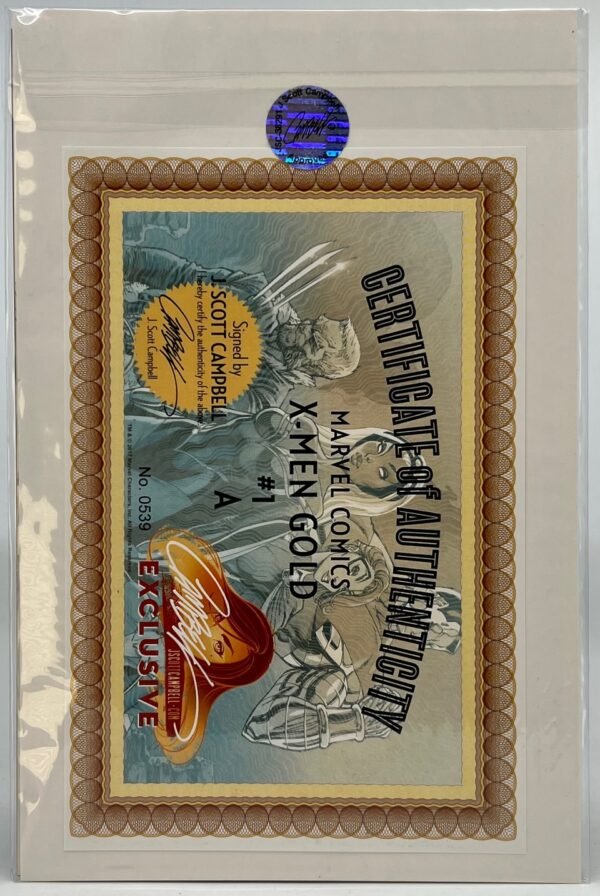 X-MEN GOLD COVER A & B (only cover A is signed) BY J SCOTT CAMPBELL SIGNED WITH COA