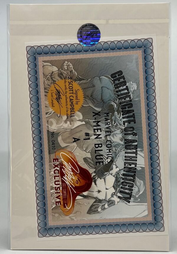 X-MEN BLUE COVER A  BY J SCOTT CAMPBELL SIGNED WITH COA