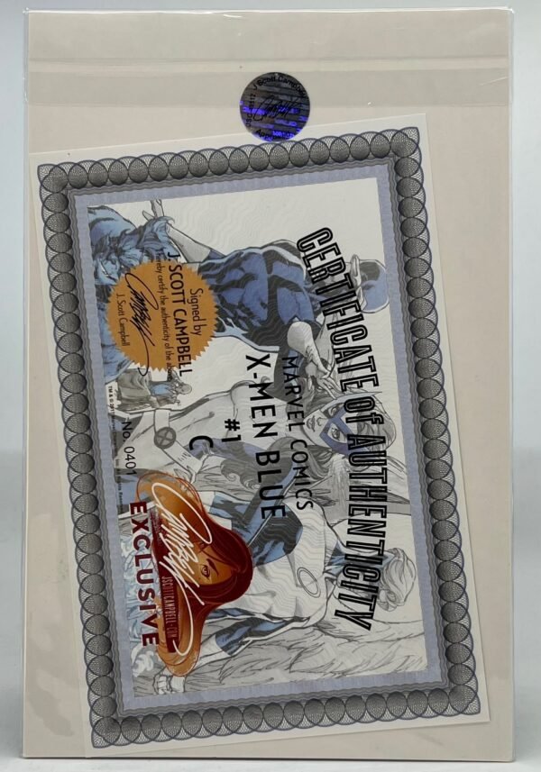 X-MEN BLUE COVER C (virgin version/chase) BY J SCOTT CAMPBELL SIGNED WITH COA