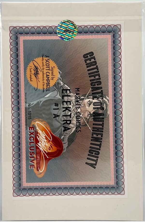 ELEKTRA #1 COVER A & B BY J SCOTT CAMPBELL SIGNED WITH COA