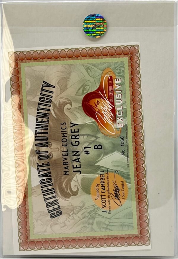 J SCOTT CAMPBELL JEAN GREY # 1 SIGNED WITH COA