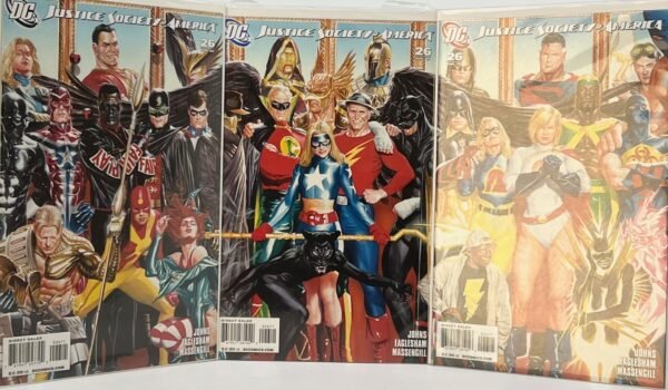 DC COMICS JUSTICE SOCIETY OF AMERICA # 26 COVER BY ALEX ROSS SET OF 3 (to complete full mosaique).