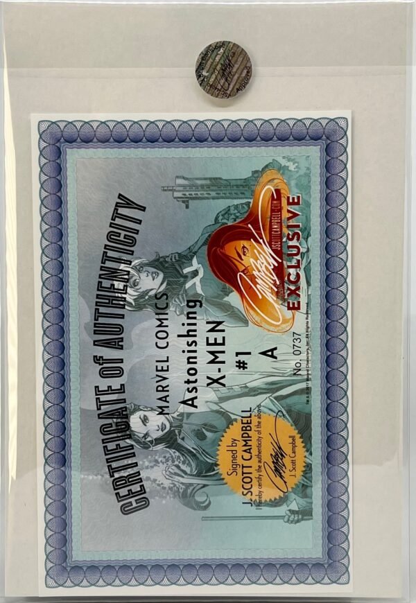 ASTONISHING X-MEN # 1 COVER A BY J SCOTT CAMPBELL SIGNED WITH COA