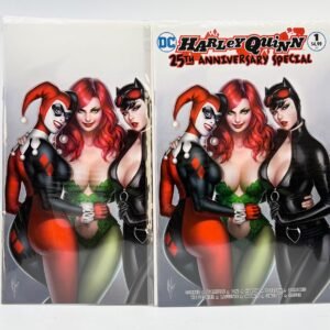HARLEY QUINN 25TH ANNIVERSARY #1 STORE EXCLUSIVE COVER BY WARREN LOUW SET OF 2(virgin & regular).