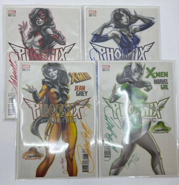 Marvel Comics Phoenix Resurrection J Scott Campbell Signed Set of 4 COA